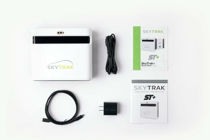 SkyTrak+ 2025 Golf Launch Monitor & Simulator in a golf bag.
