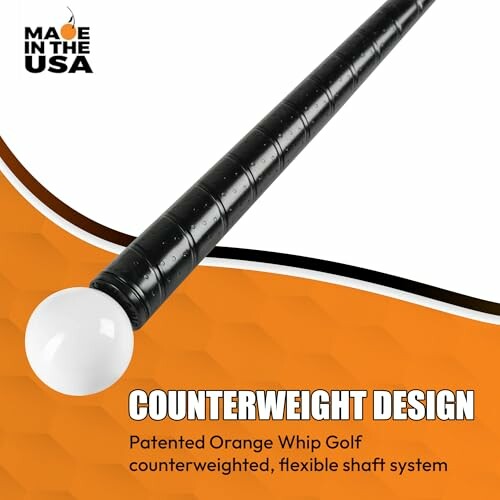 Golf training tool with counterweight design, flexible shaft.