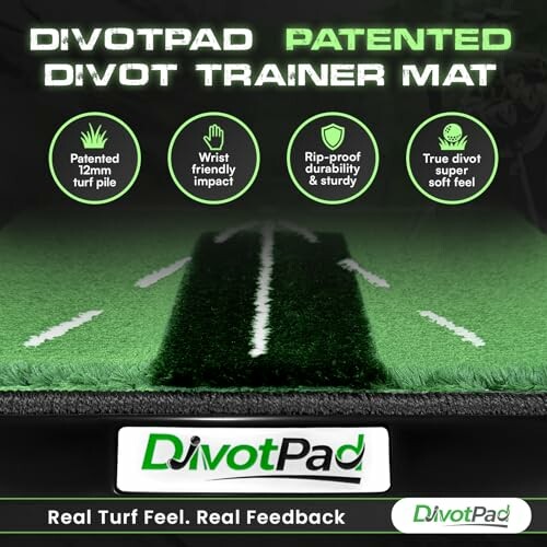 DivotPad patented divot trainer mat with turf feel and durability.