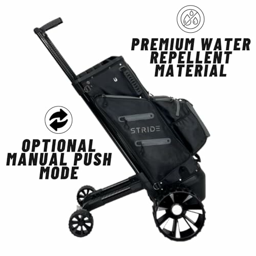 Golf bag cart with wheels, premium water repellent material, optional manual push mode.