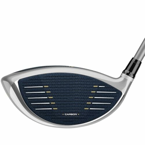 Close-up of a golf club driver face with a textured surface.