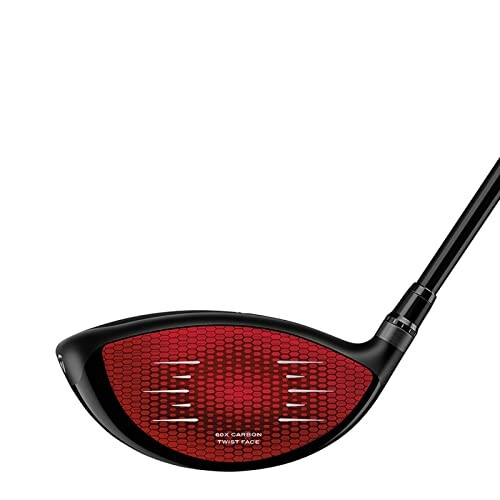 Golf club driver with red and black face