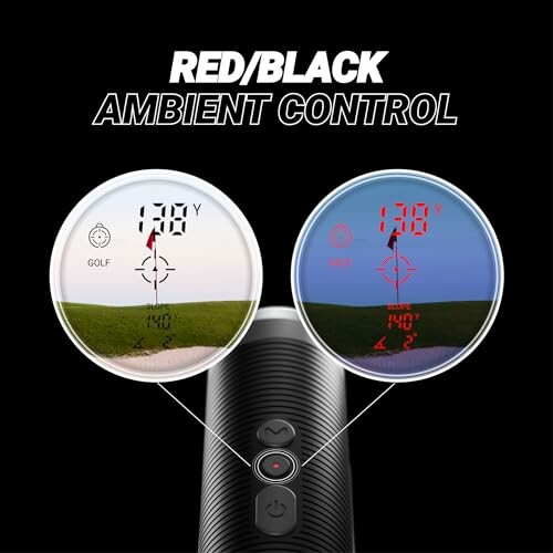 Red and black ambient control on a golf rangefinder display.