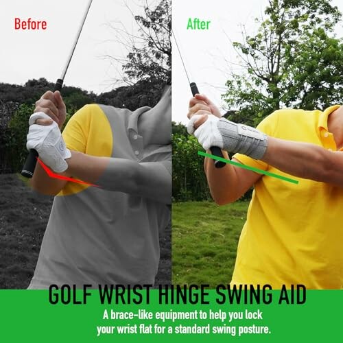 Comparison of golf wrist hinge swing aid before and after use.