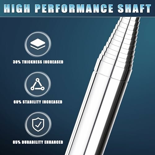 High performance shaft with increased thickness, stability, and durability.