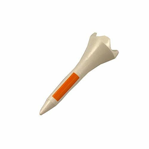 White plastic golf tee with orange stripe