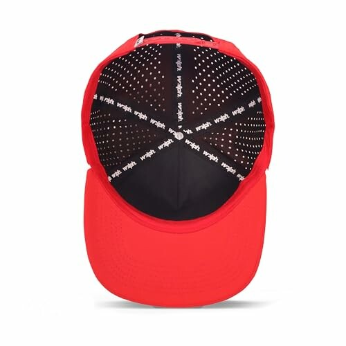 Interior view of a red baseball cap