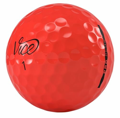 Red Vice golf ball with dimples and logo