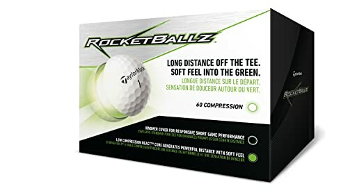 Rocketballz golf balls box with long distance and soft feel features.