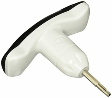 T-shaped screwdriver with ergonomic handle, a perfect fit for golfers with smaller hands.