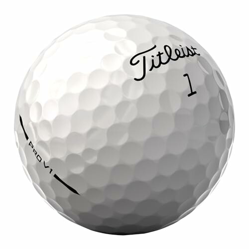 Titleist Pro V1 golf ball with dimples.