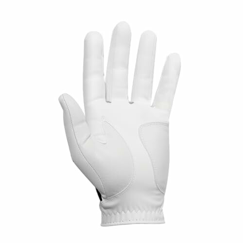 White left-hand golf glove on white background